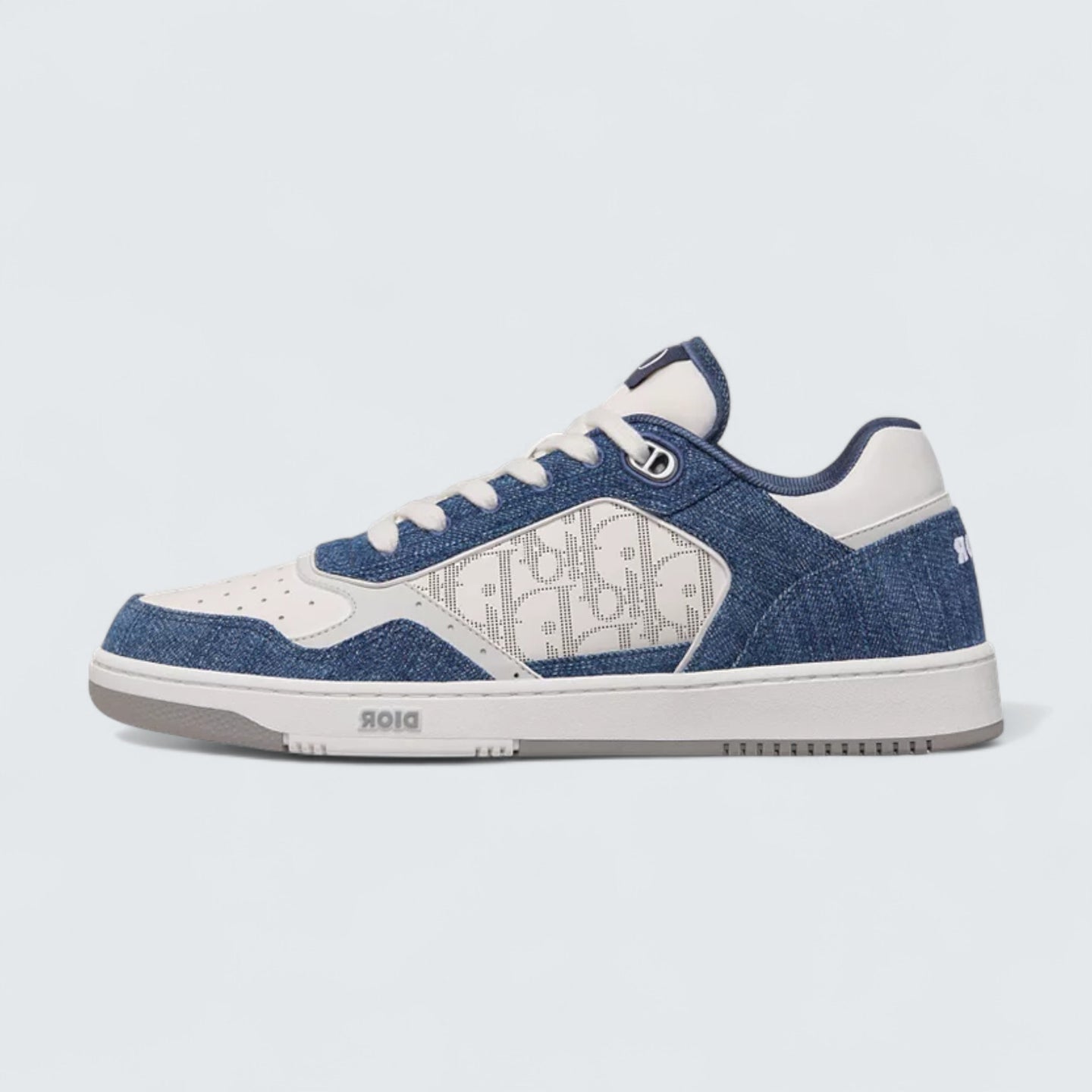 B27 Uptown Low-Top Sneaker ’White Smooth Calfskin, Blue Denim and White Dior Oblique Galaxy Leather’