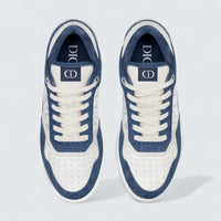 B27 Uptown Low-Top Sneaker ’White Smooth Calfskin, Blue Denim and White Dior Oblique Galaxy Leather’