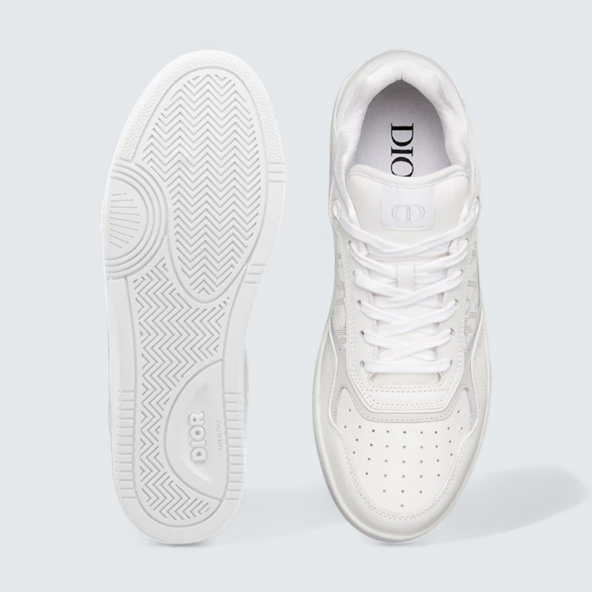 B27 Uptown Low-Top Sneaker ’White Smooth Calfskin and White Dior Oblique Galaxy Leather’