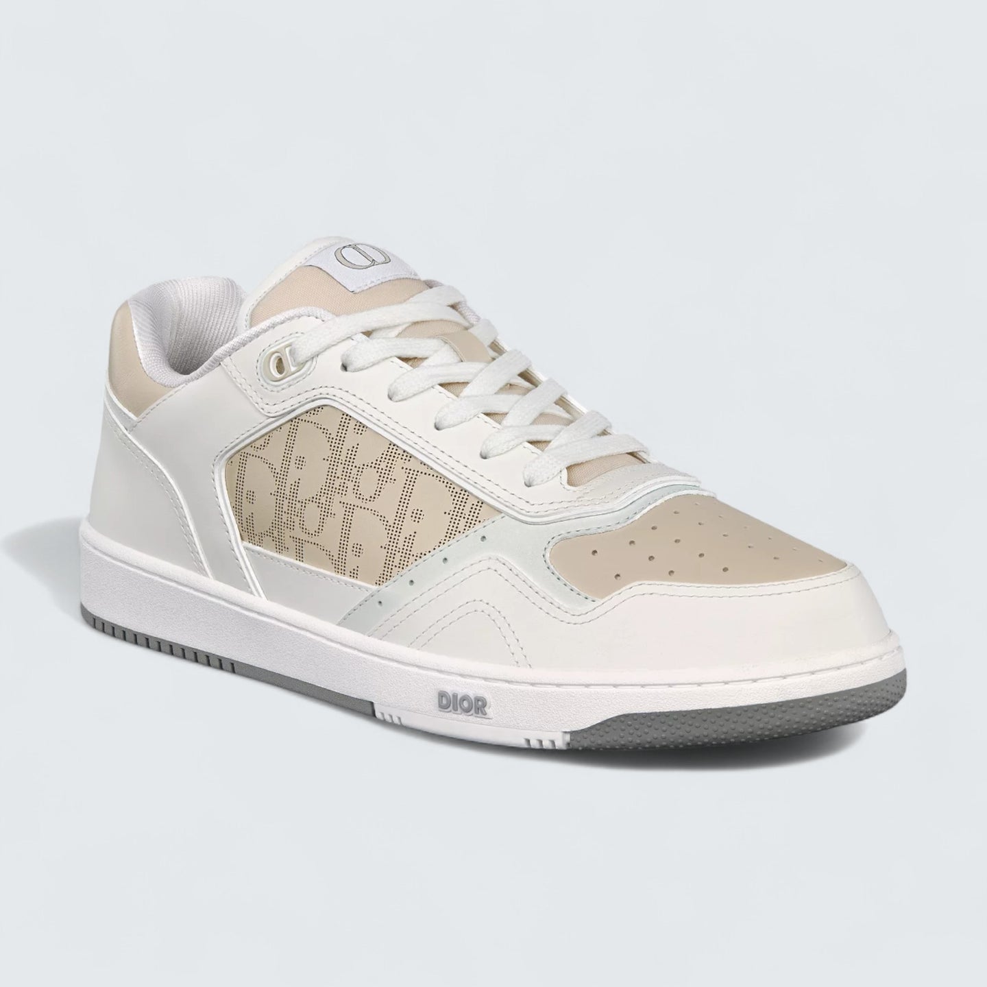 B27 Uptown Low-Top Sneaker ’White and Beige Smooth Calfskin with Beige Dior Oblique Galaxy Leather’