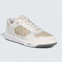 B27 Uptown Low-Top Sneaker ’White and Beige Smooth Calfskin with Beige Dior Oblique Galaxy Leather’