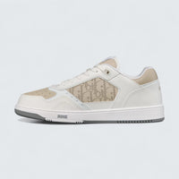 B27 Uptown Low-Top Sneaker ’White and Beige Smooth Calfskin with Beige Dior Oblique Galaxy Leather’