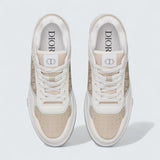 B27 Uptown Low-Top Sneaker ’White and Beige Smooth Calfskin with Beige Dior Oblique Galaxy Leather’