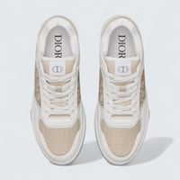 B27 Uptown Low-Top Sneaker ’White and Beige Smooth Calfskin with Beige Dior Oblique Galaxy Leather’