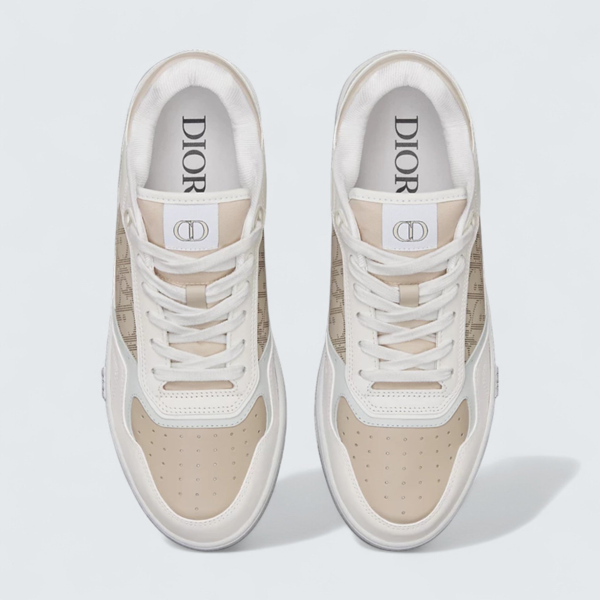 B27 Uptown Low-Top Sneaker ’White and Beige Smooth Calfskin with Beige Dior Oblique Galaxy Leather’