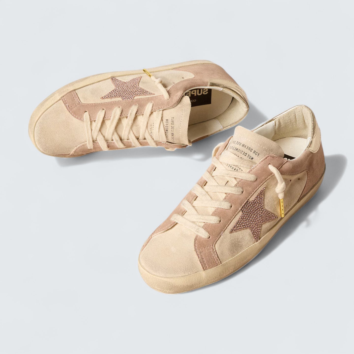 Super-Star 'Pale Pink Suede with Suede Star and Platinum Heel Tab'