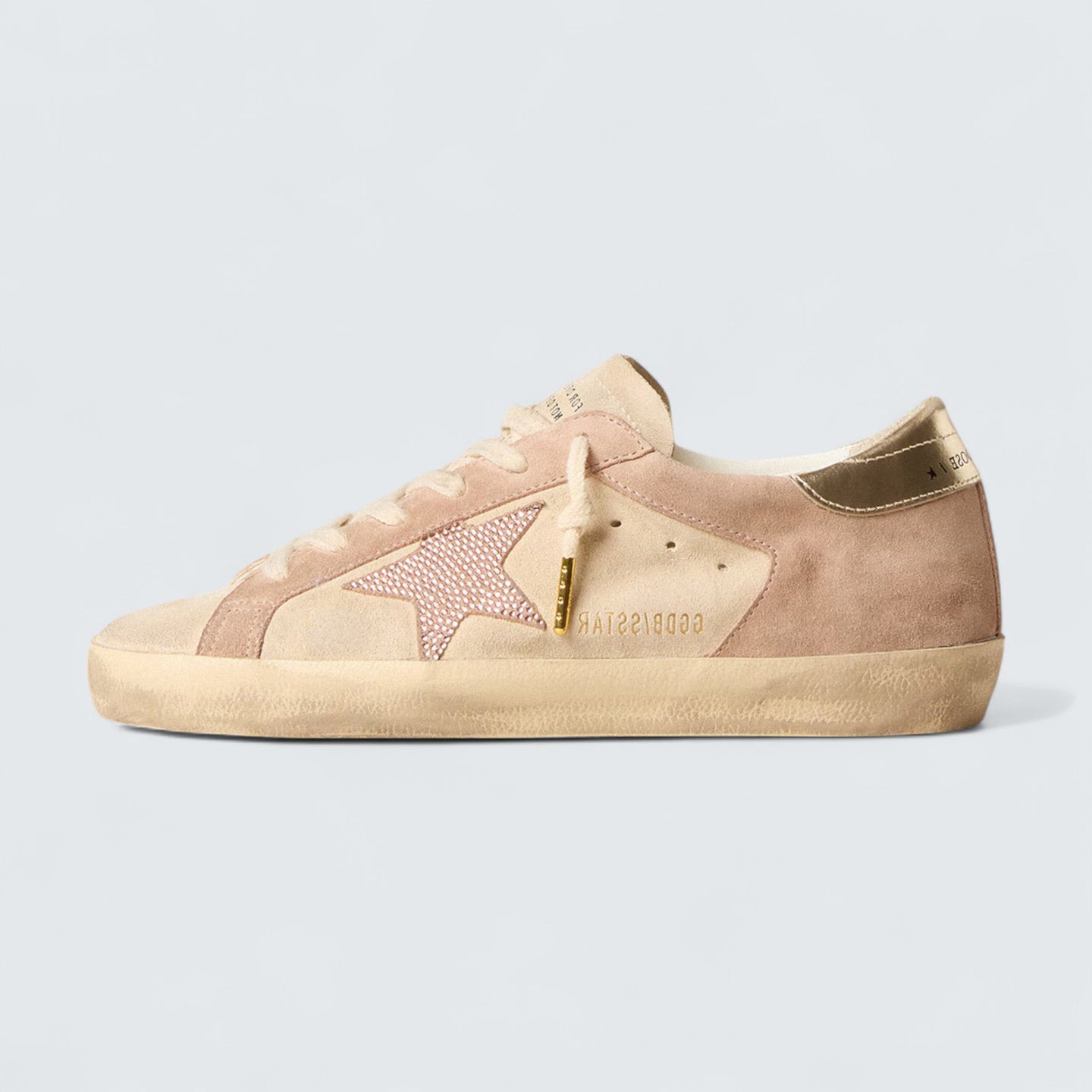 Super-Star 'Pale Pink Suede with Suede Star and Platinum Heel Tab'