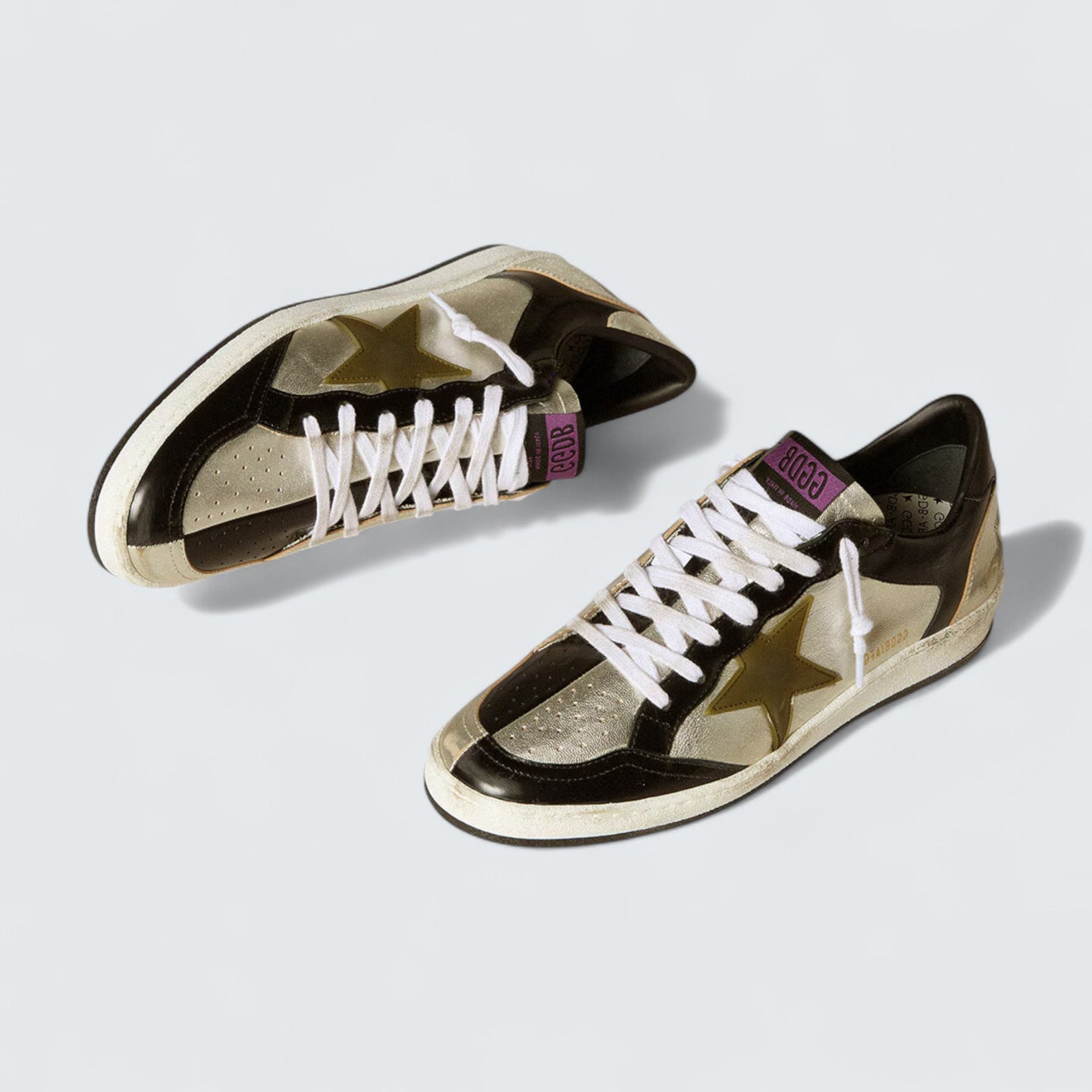 Ball Star LAB 'Silver Leather with Brown Leather Star and Black Heel Tab'