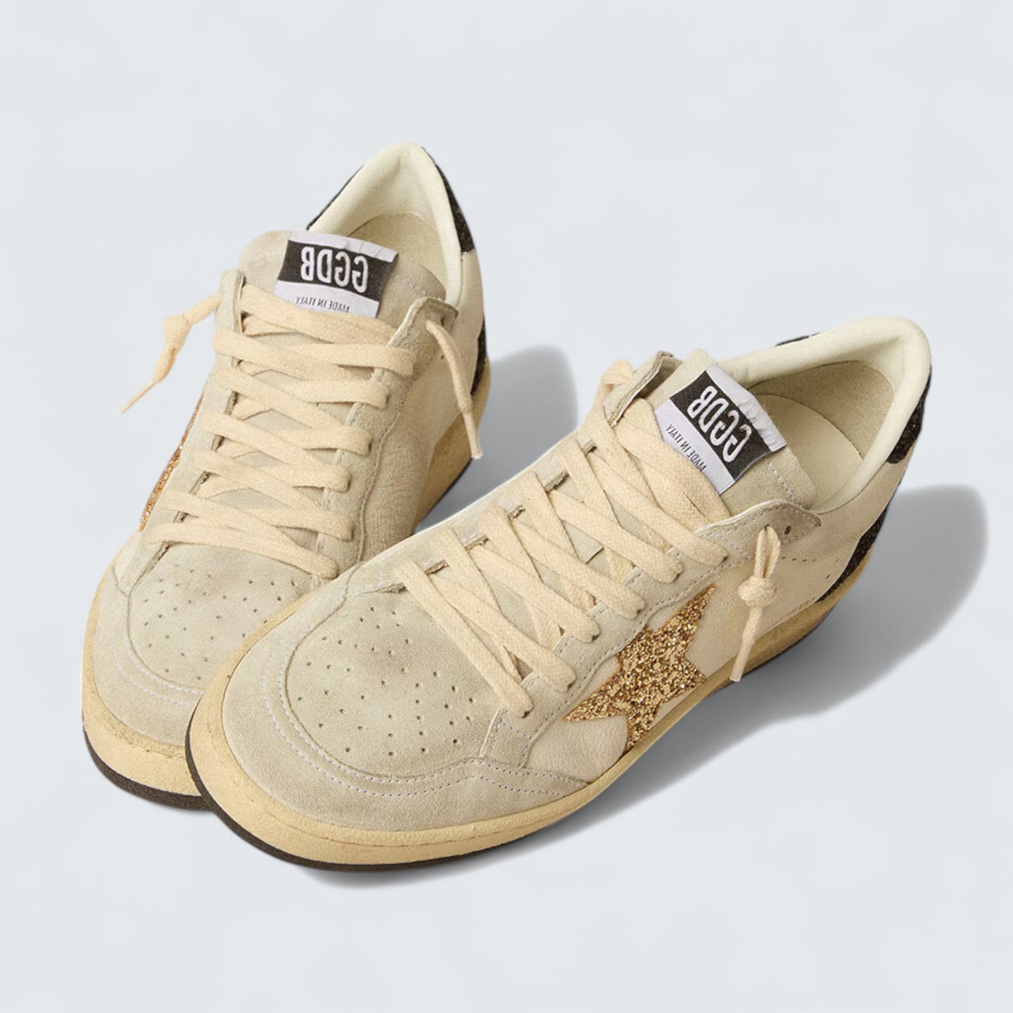 Ball Star LTD 'Nappa and Suede with Gold Glitter Star and Black Glitter Heel Tab'