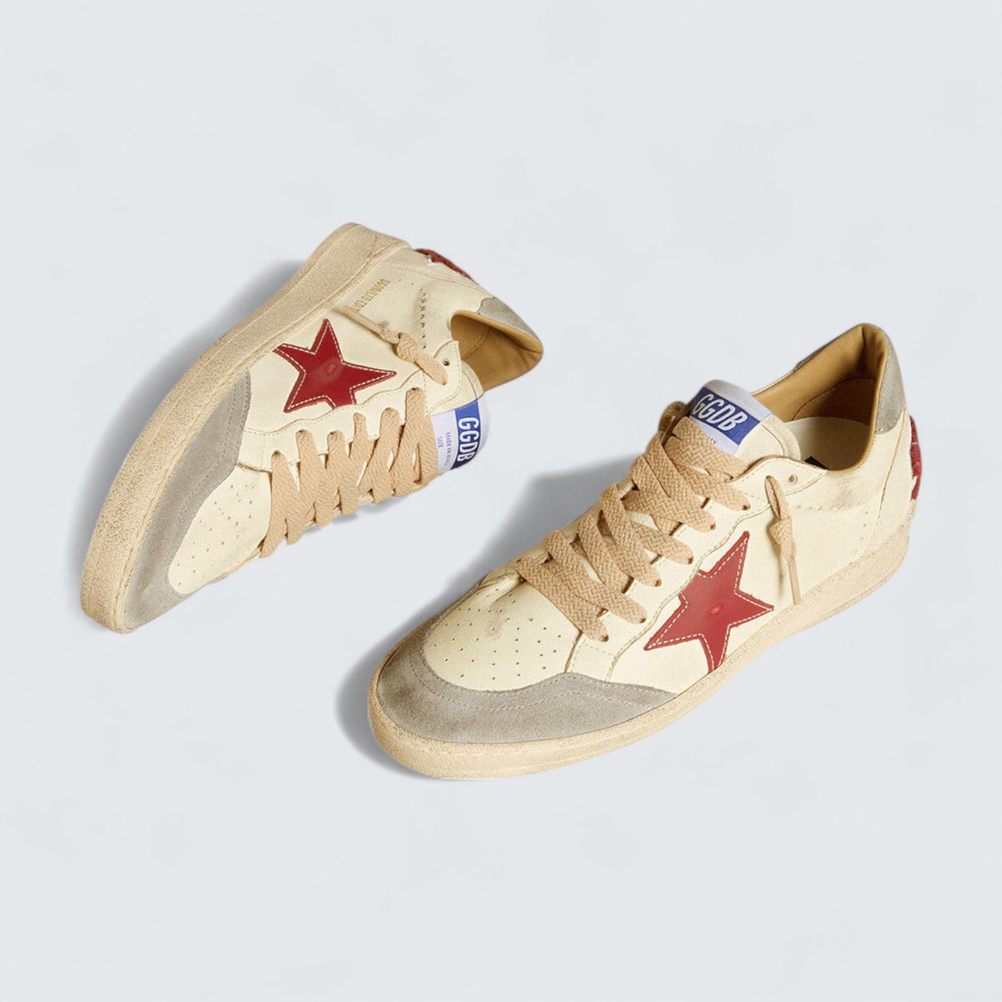 Ball Star LTD 'White Nappa with Red Leather Star and Silver Suede Heel Tab'