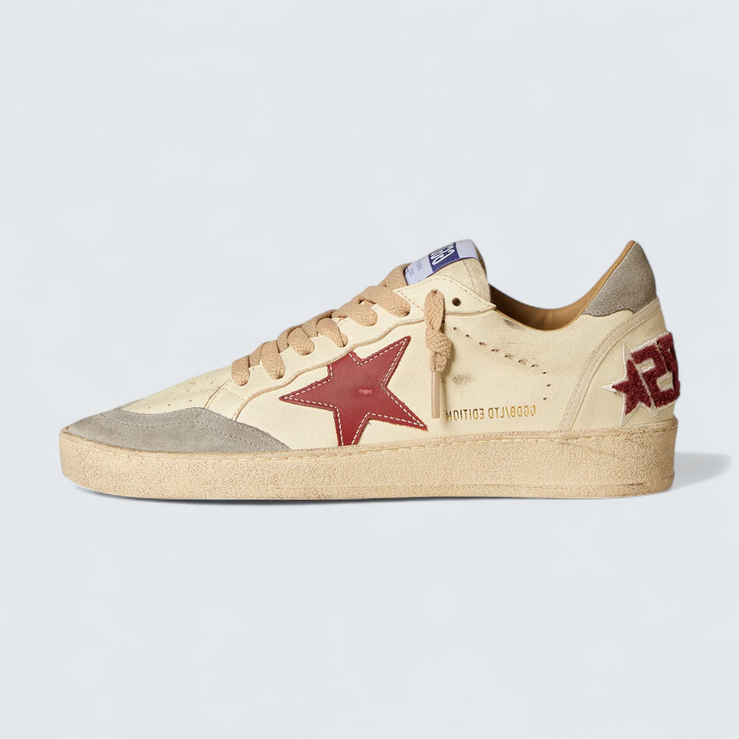 Ball Star LTD 'White Nappa with Red Leather Star and Silver Suede Heel Tab'