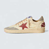 Ball Star LTD 'White Nappa with Red Leather Star and Silver Suede Heel Tab'