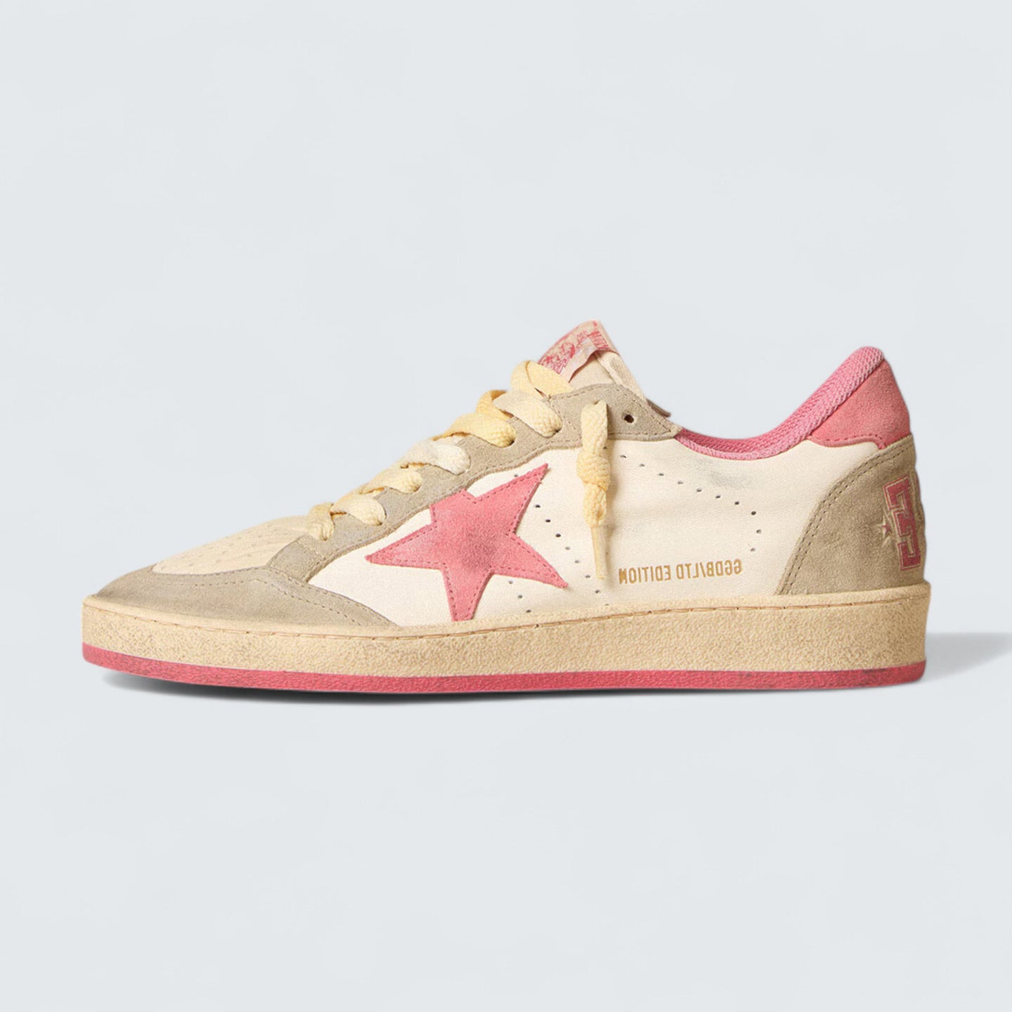 Ball Star LTD 'White Nappa with Pink Suede Star and Dove-Gray Inserts'