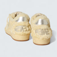 Ball Star LTD 'Beige Suede with White Patent Leather Star and Shearling Lining'