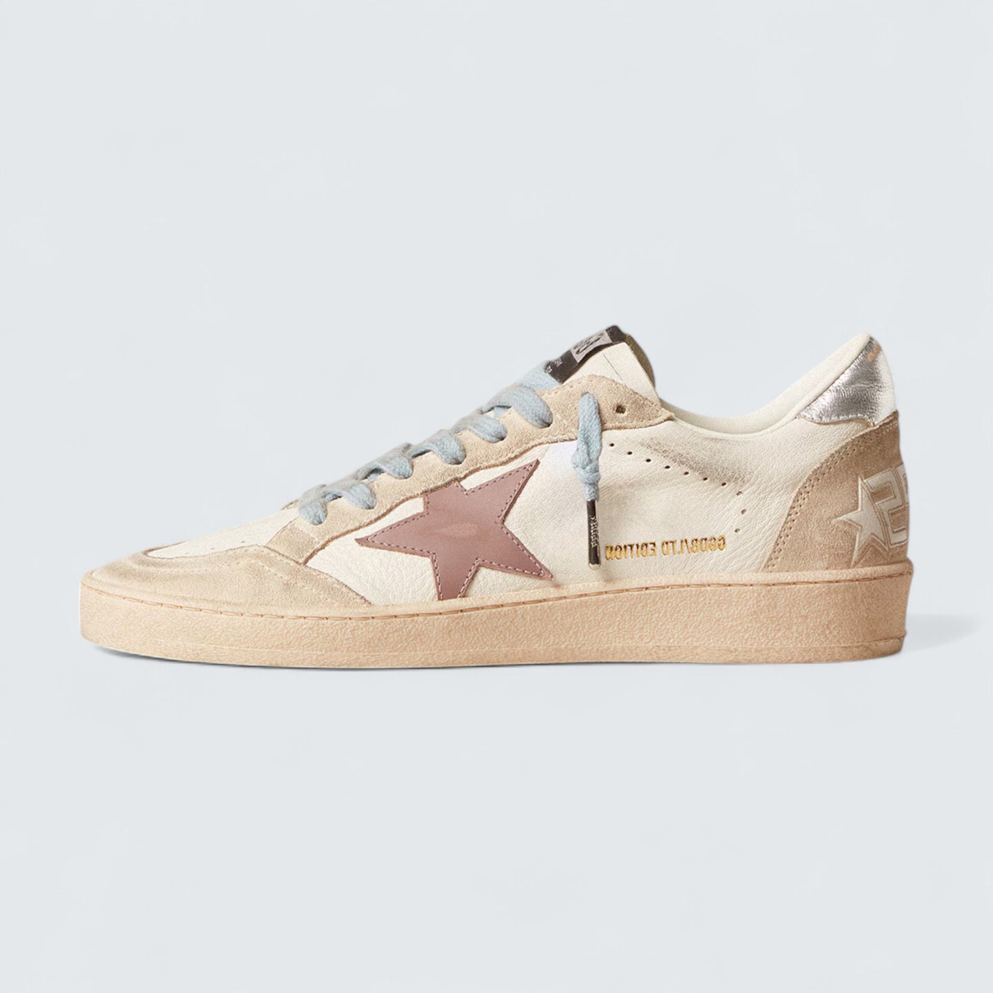 Ball Star LTD 'White Nappa and Pearl Suede with Mauve Leather Star'