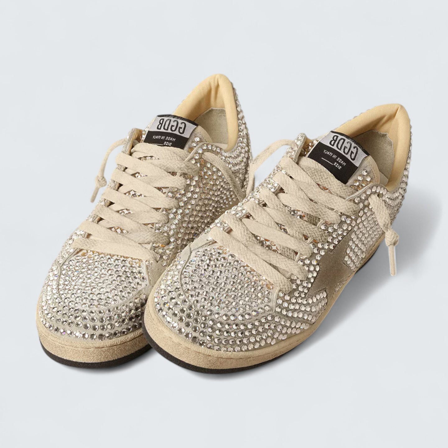 Ball Star LTD 'White and Ice-Gray Suede with Swarovski Crystals and Ice-Gray Suede Star'