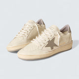 Ball Star LTD 'Off-White Nappa with Gray Leather Star, Heel Tab, and Contrast Stitching'
