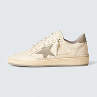 Ball Star LTD 'Off-White Nappa with Gray Leather Star, Heel Tab, and Contrast Stitching'