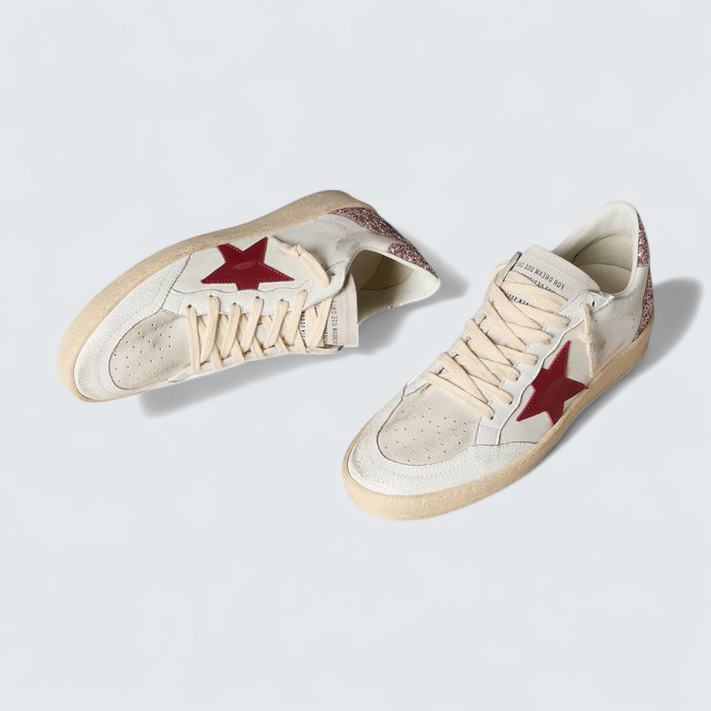 Ball Star LTD 'White Nappa with Red Leather Star and Pink Glitter Heel Tab'