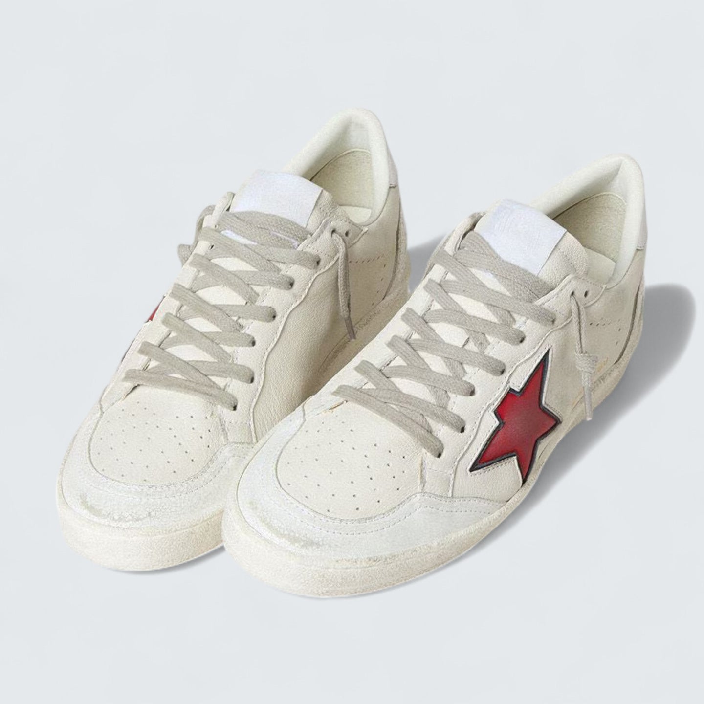 Ball Star LTD 'White Nappa with Red Leather Star and Silver Metallic Heel Tab'