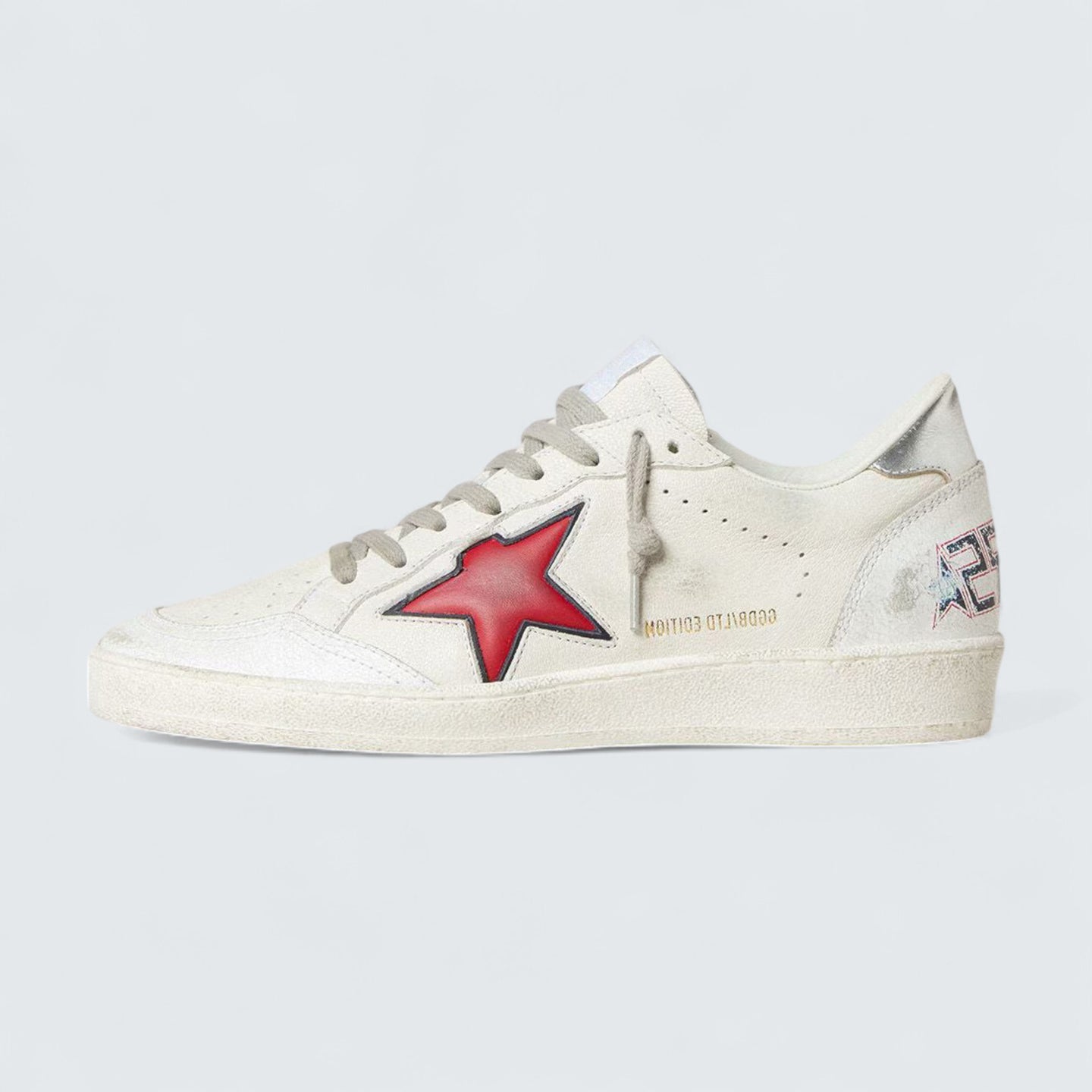 Ball Star LTD 'White Nappa with Red Leather Star and Silver Metallic Heel Tab'
