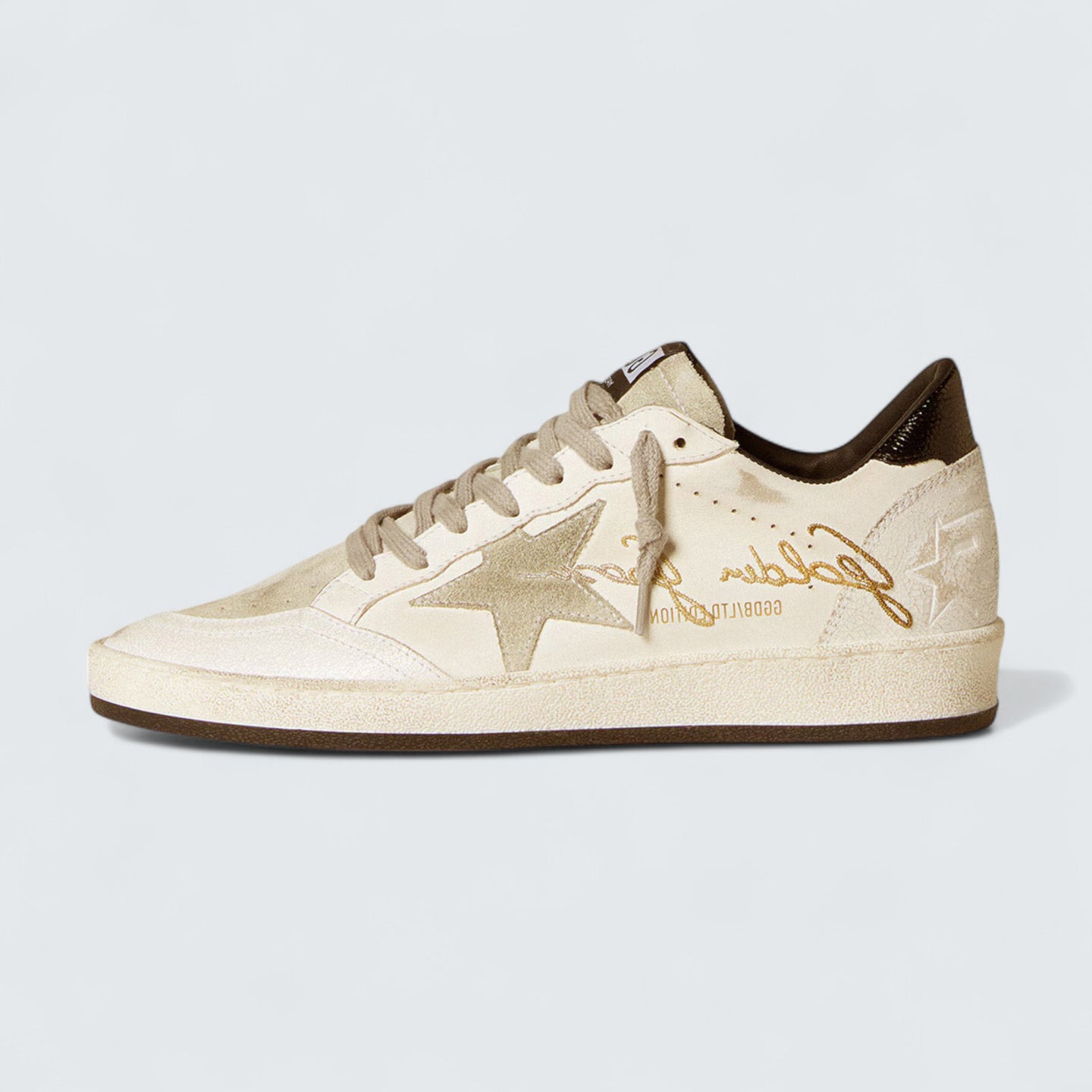 Ball Star LTD 'White Leather with Ice-Gray Suede Star and Textured Black Leather Heel Tab'
