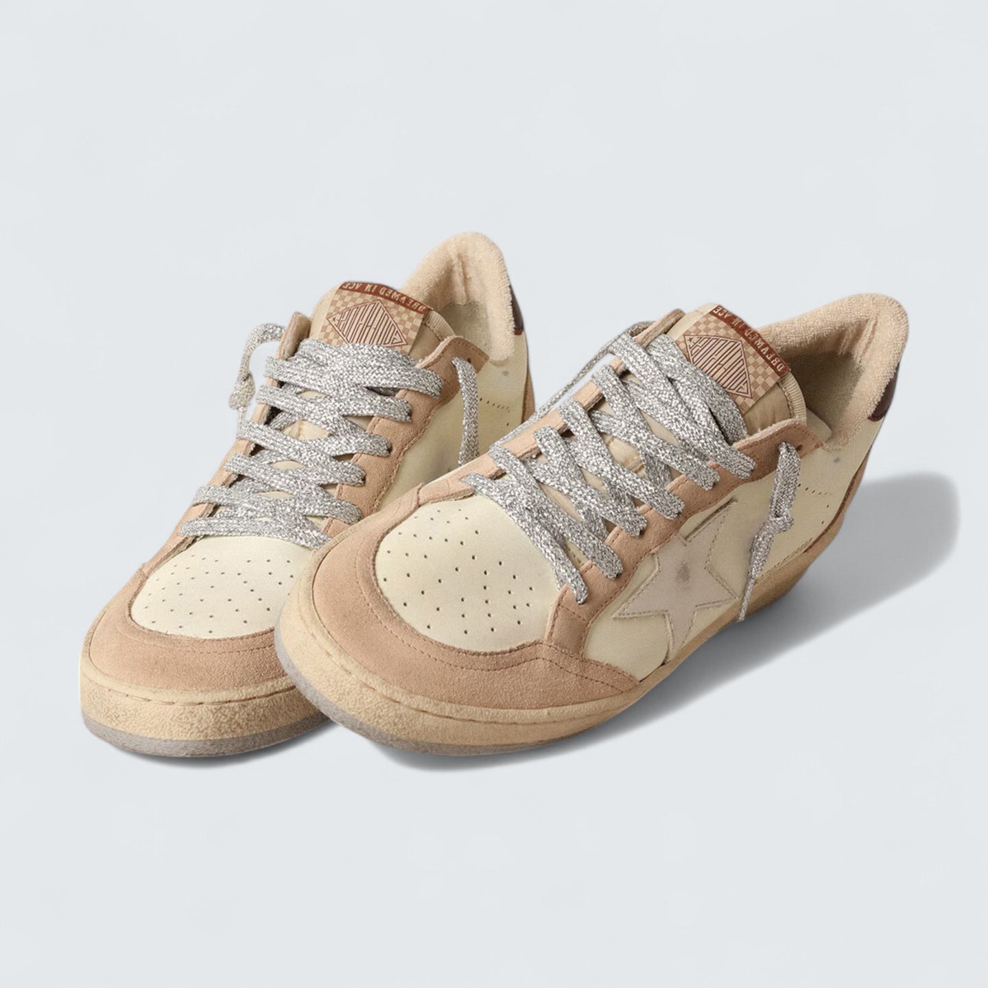 Ball Star LTD 'Light Yellow Leather with White Leather Star and Burgundy Leather Heel Tab'