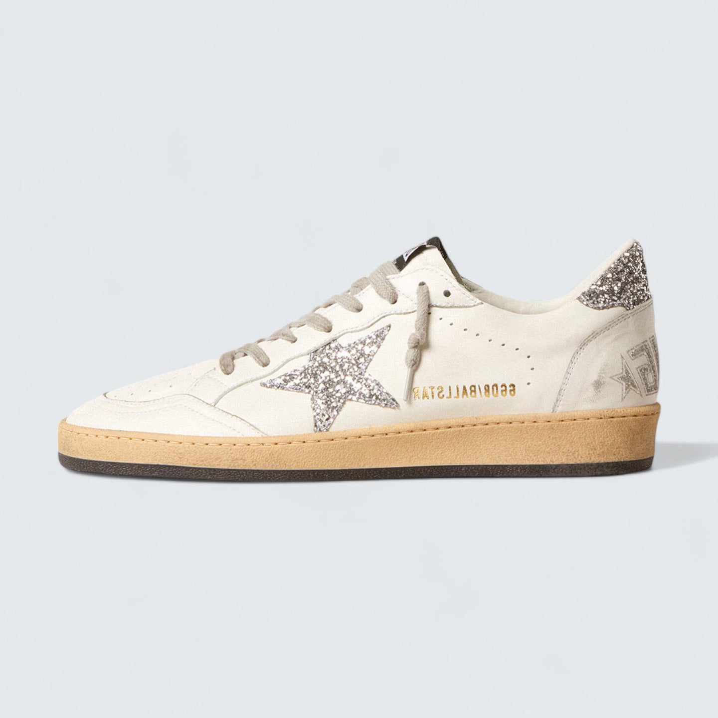 Ball Star Wishes 'White Nappa Leather with Silver Glitter Star and Heel Tab'