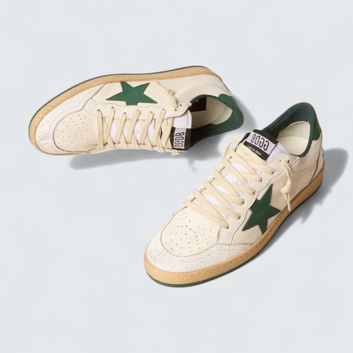 Ball Star Wishes 'White Nappa Leather with Green Leather Star and Heel Tab'