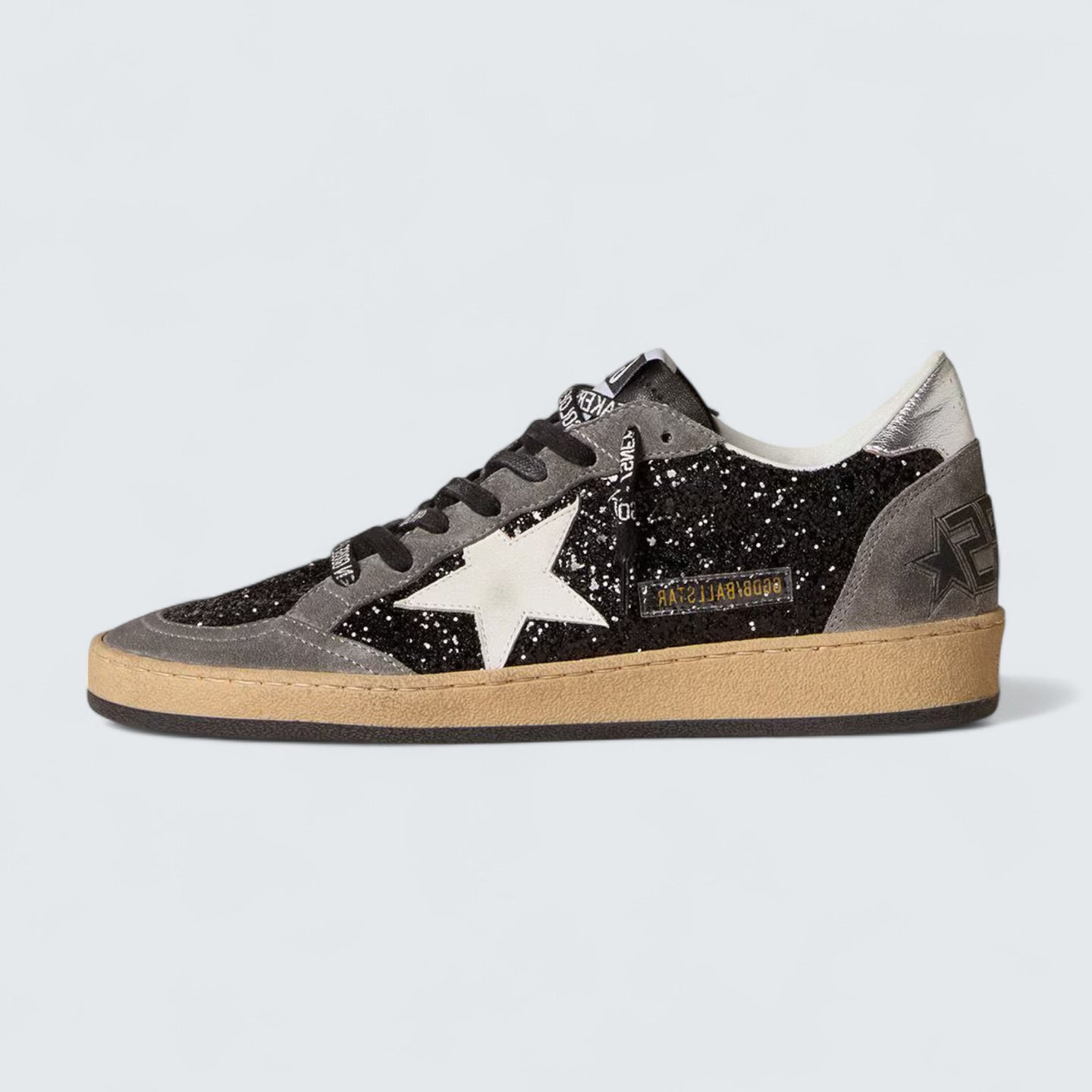 Ball Star 'Black Glitter with White Leather Star and Metallic Leather Heel Tab'