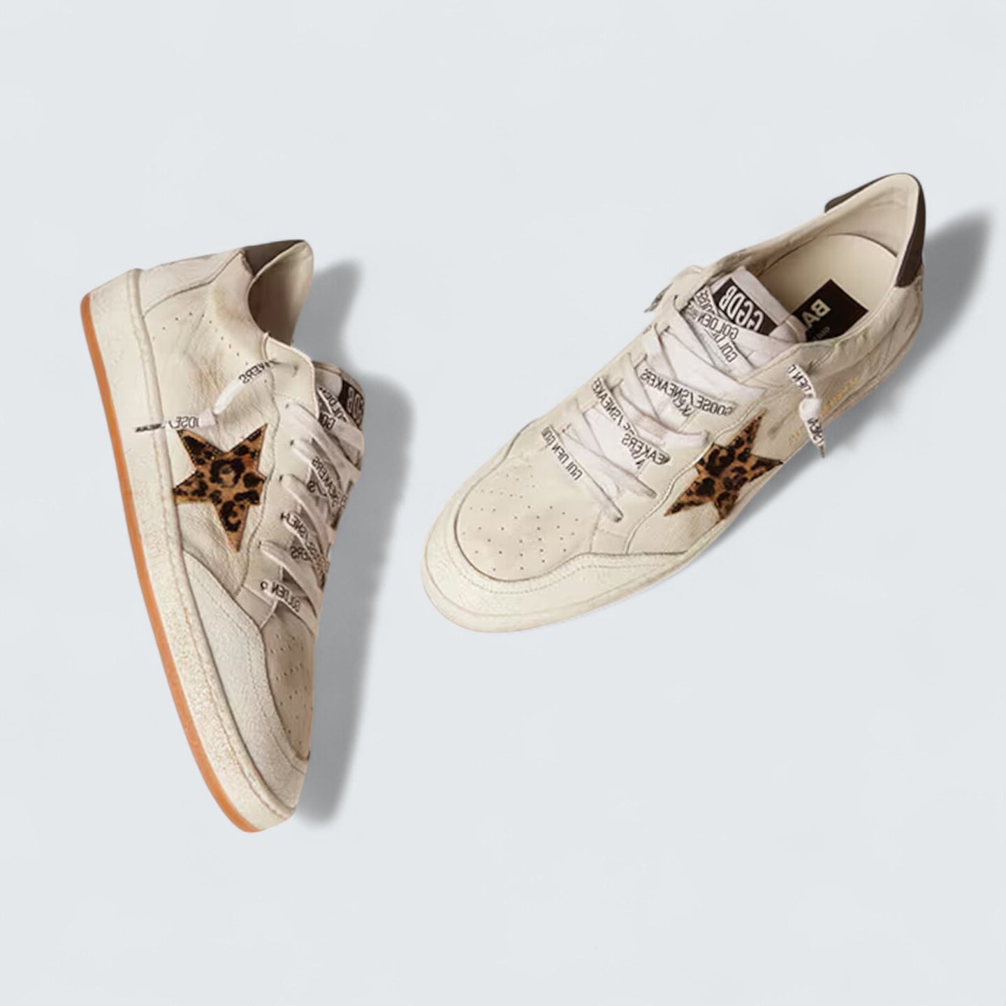 Ball Star 'White Nappa with Leopard-Print Pony Skin Star and Black Leather Heel Tab'