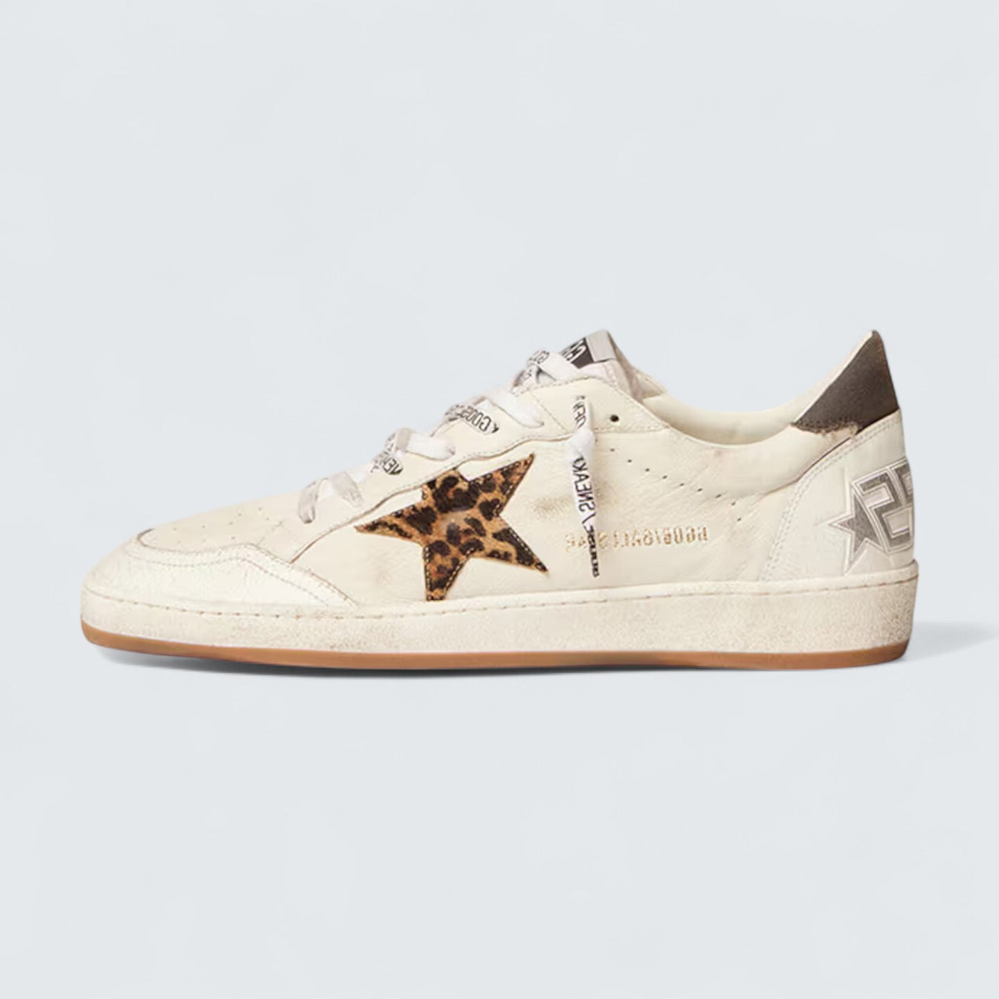 Ball Star 'White Nappa with Leopard-Print Pony Skin Star and Black Leather Heel Tab'