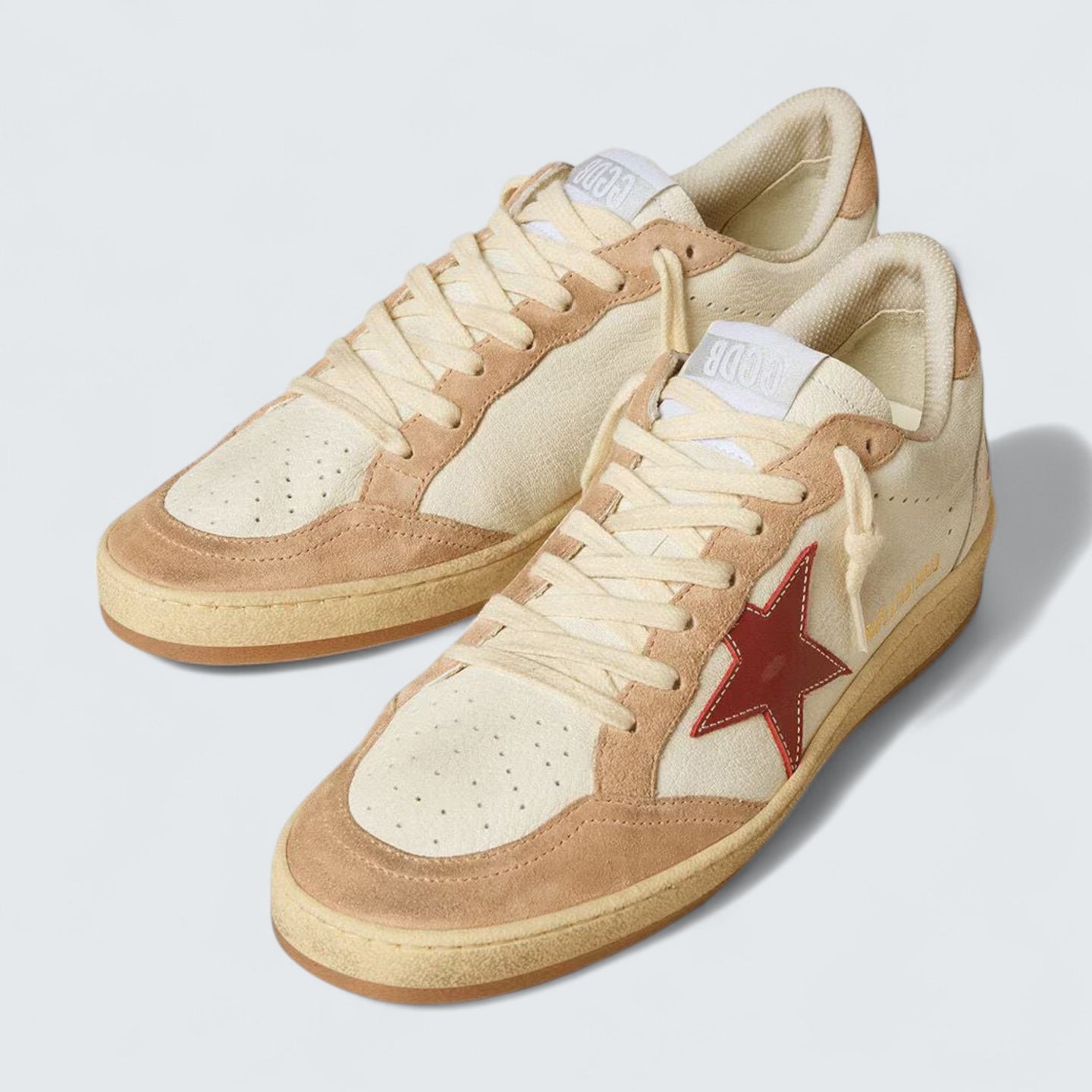 Ball Star 'White Nappa with Red Leather Star and Pink Suede Inserts'