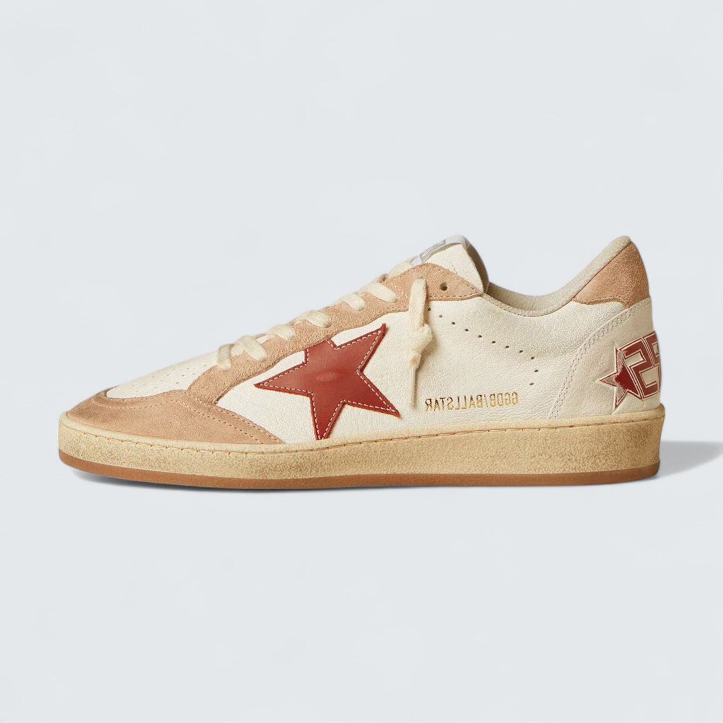Ball Star 'White Nappa with Red Leather Star and Pink Suede Inserts'