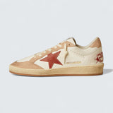 Ball Star 'White Nappa with Red Leather Star and Pink Suede Inserts'