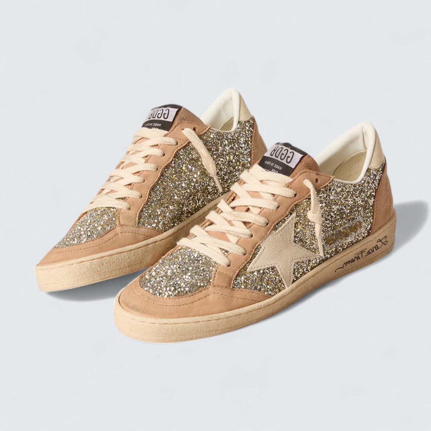 Ball Star 'Platinum Glitter with Cream Leather Star and Nubuck Toe'