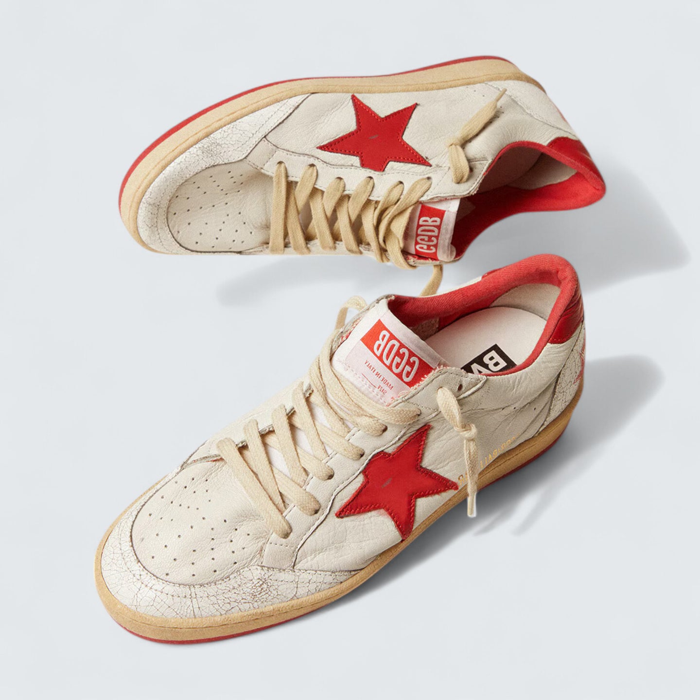 Ball Star 'White Leather with Red Leather Star and Heel Tab'