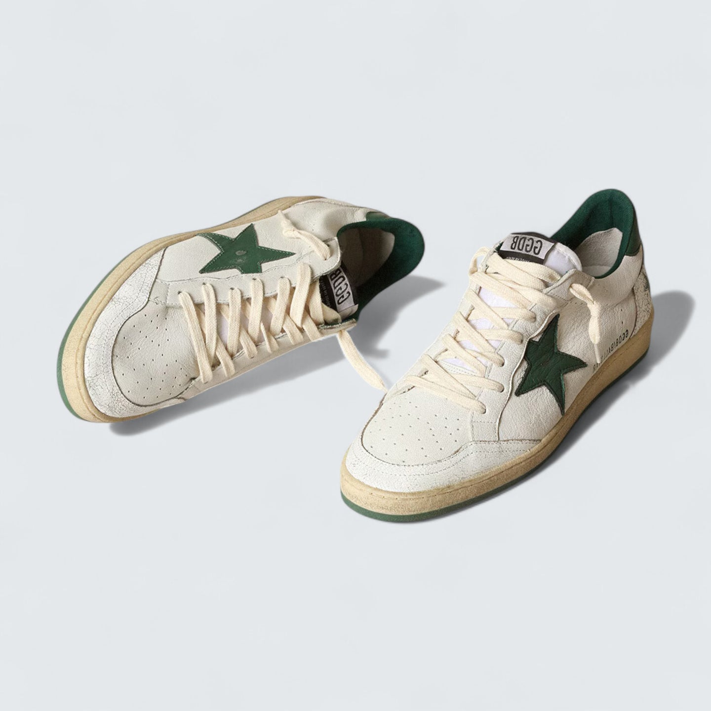 Ball Star 'White Nappa with Green Leather Star and Heel Tab'