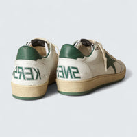 Ball Star 'White Nappa with Green Leather Star and Heel Tab'