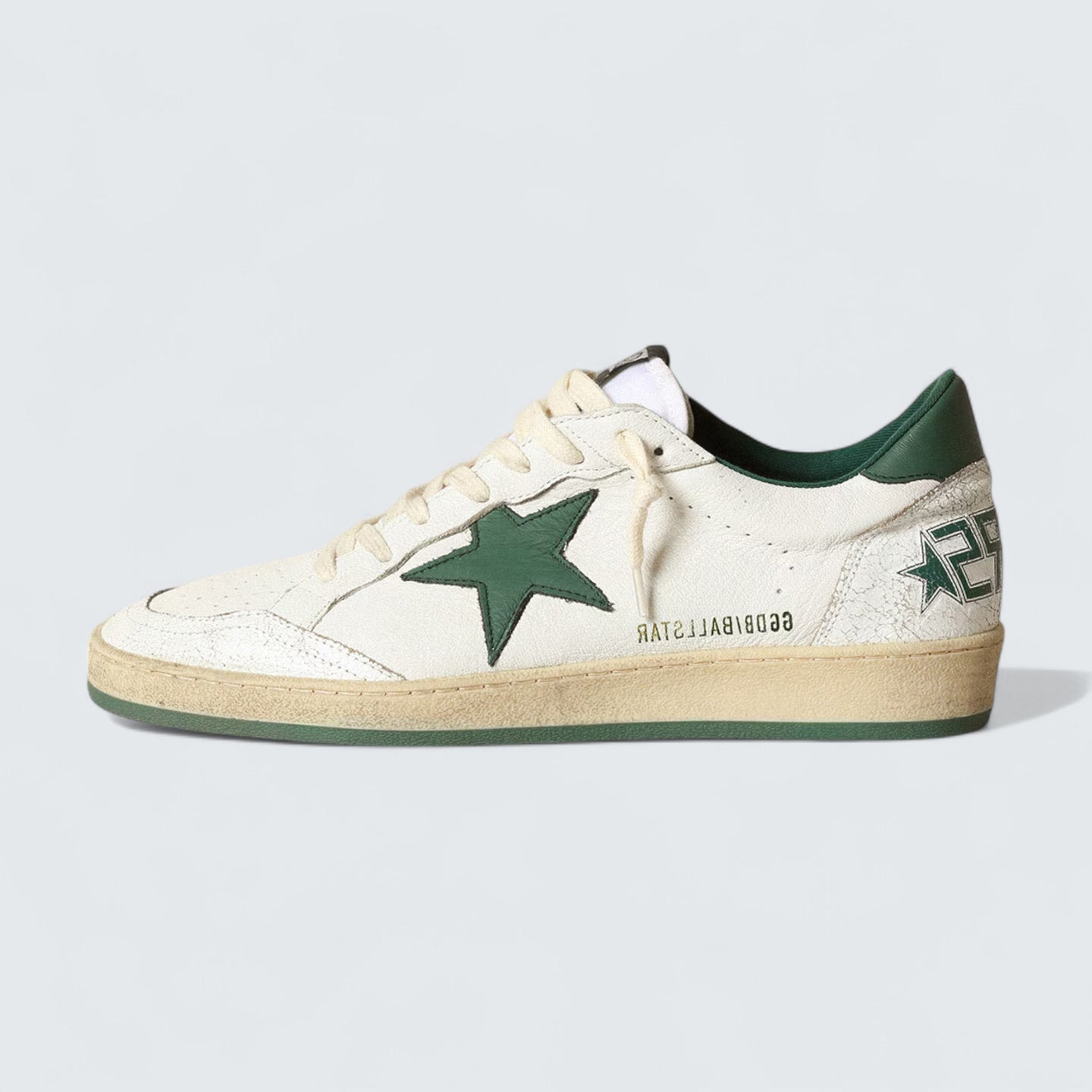Ball Star 'White Nappa with Green Leather Star and Heel Tab'