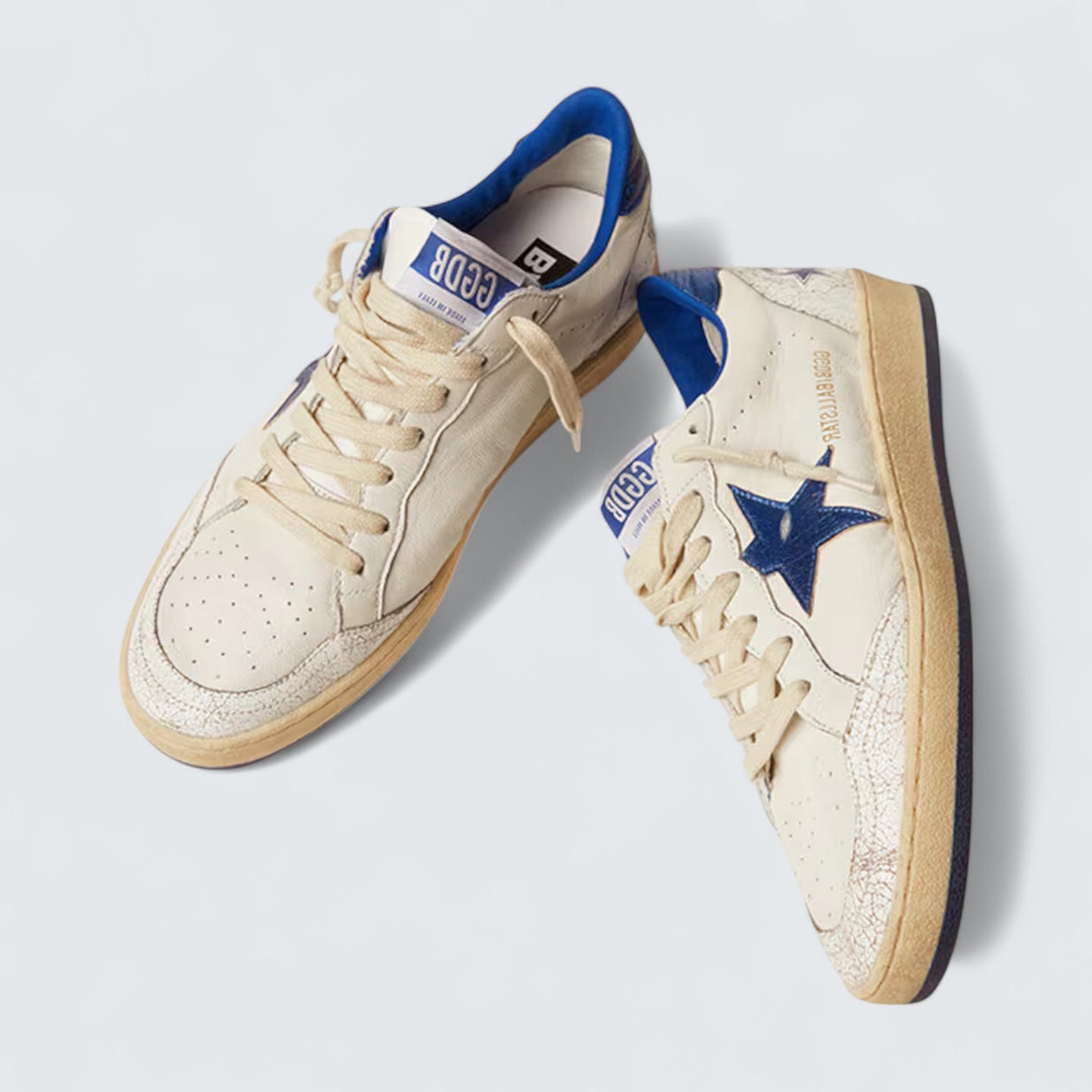 Ball Star 'White Nappa with Bright Blue Metallic Leather Star and Heel Tab'