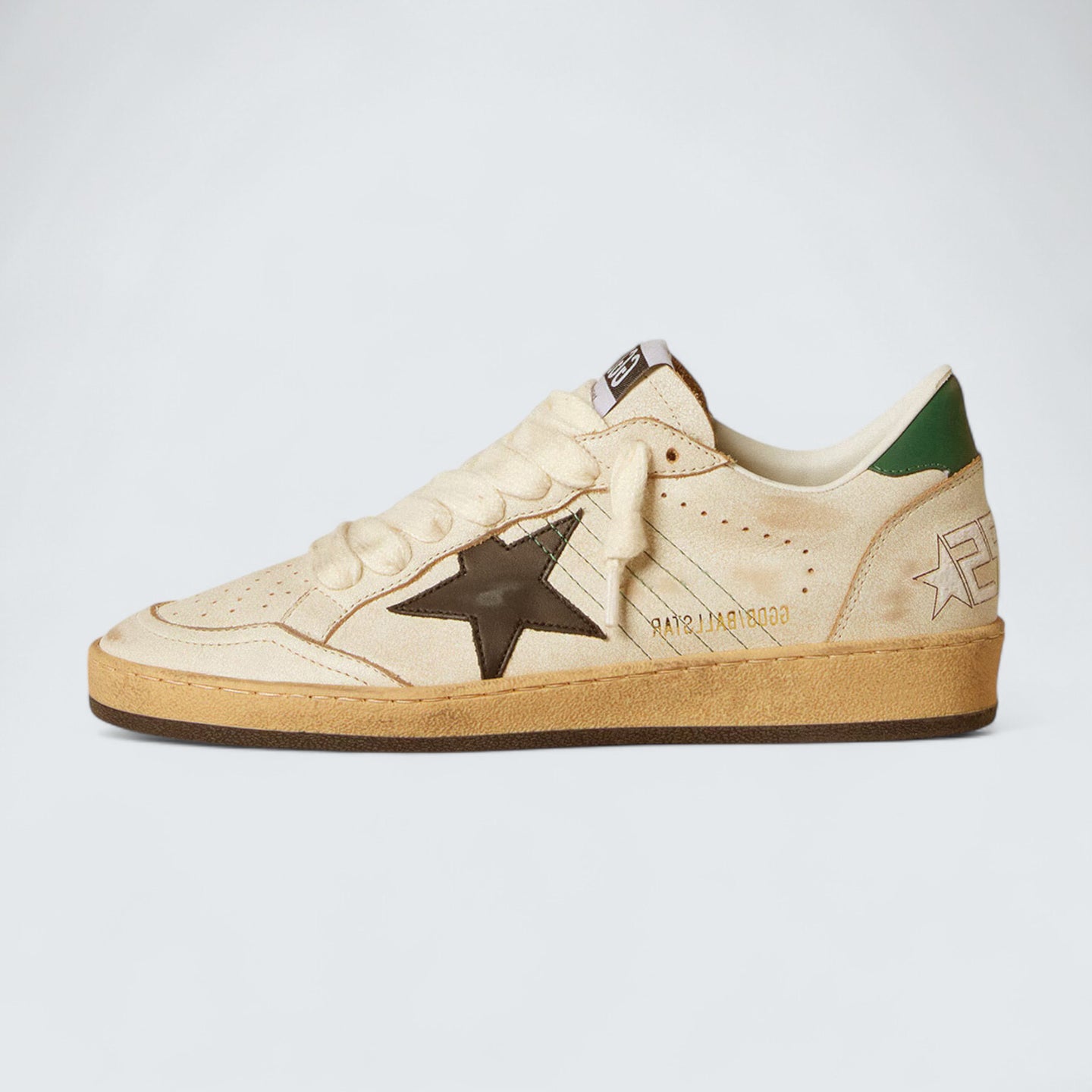 Ball Star 'White Leather with Black Leather Star and Green Leather Heel Tab'