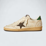 Ball Star 'White Leather with Black Leather Star and Green Leather Heel Tab'