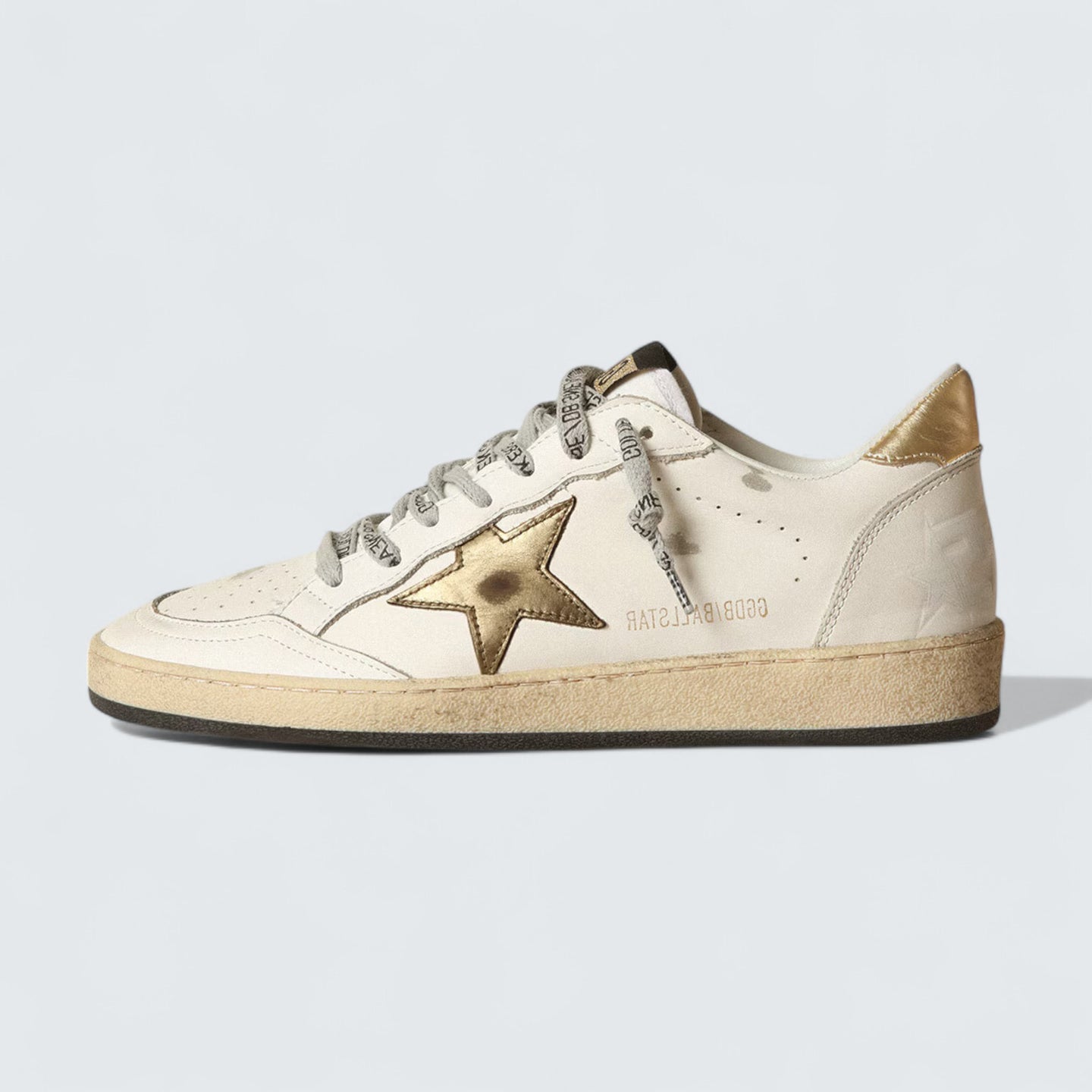 Ball Star 'White Leather with Gold Laminated Star and Heel Tab'