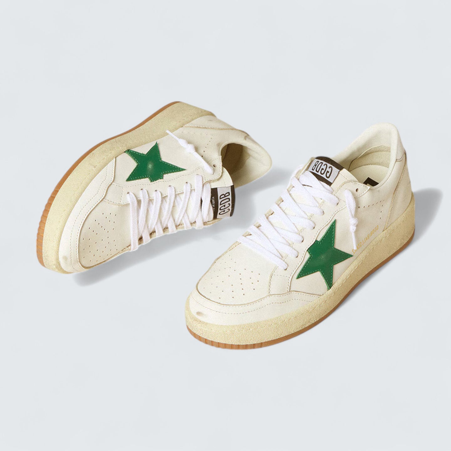 Ball Star 'White Nappa with Green Leather Star and Metallic Leather Heel Tab'