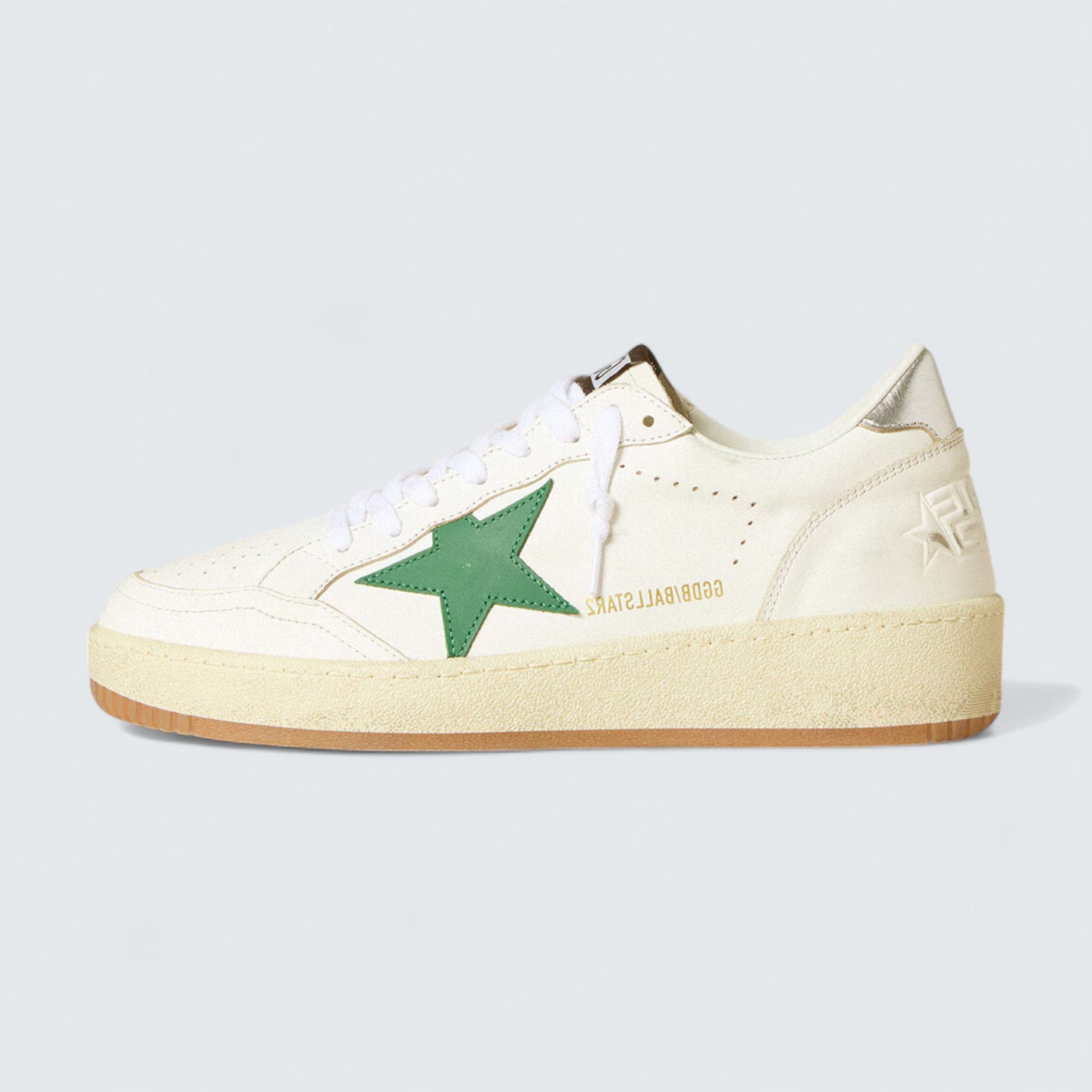 Ball Star 'White Nappa with Green Leather Star and Metallic Leather Heel Tab'