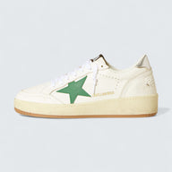 Ball Star 'White Nappa with Green Leather Star and Metallic Leather Heel Tab'