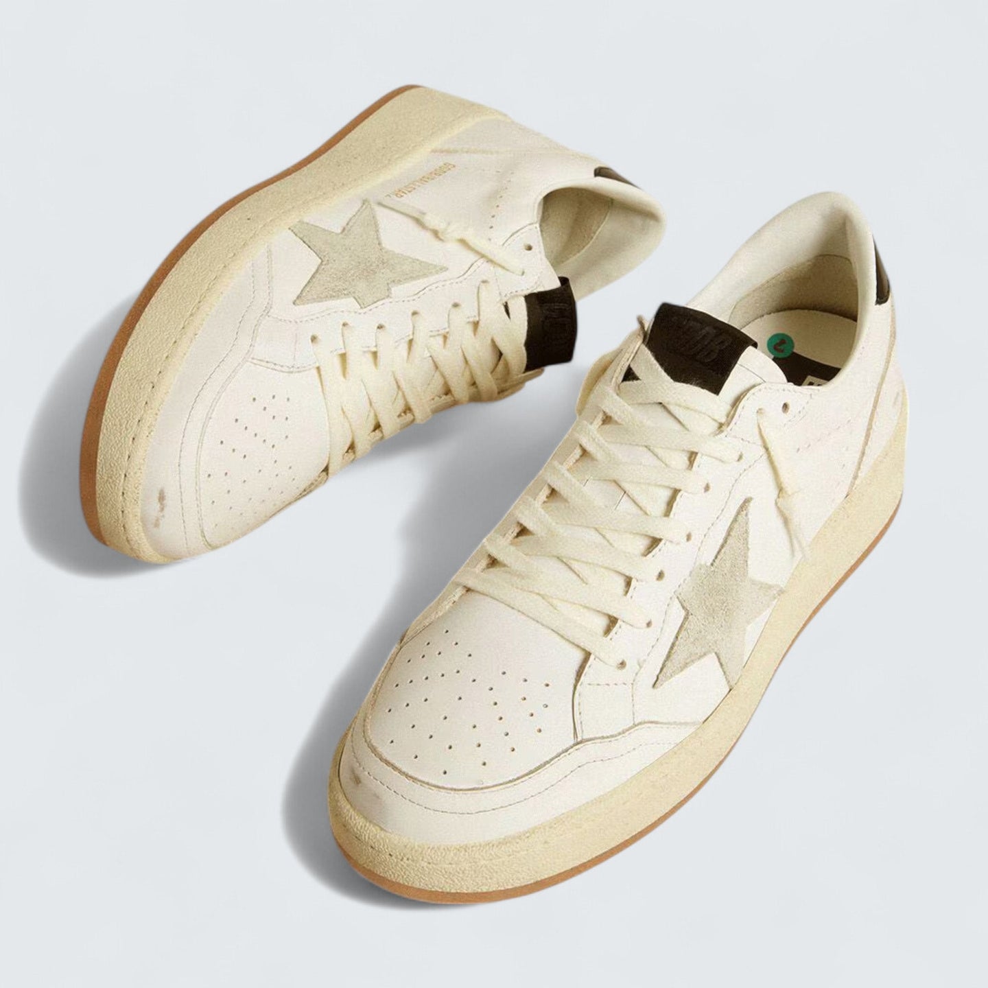 Ball Star 'White Leather with Ice-Gray Suede Star and Glossy Black Leather Heel Tab'