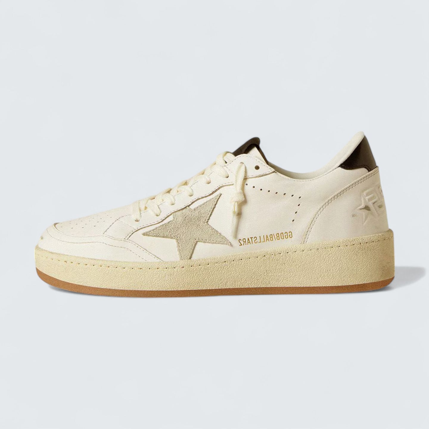 Ball Star 'White Leather with Ice-Gray Suede Star and Glossy Black Leather Heel Tab'