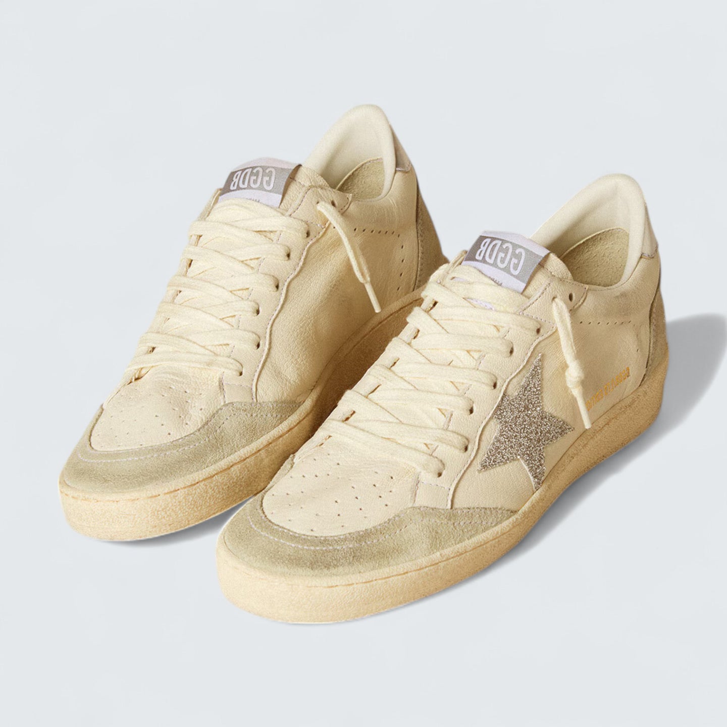 Ball Star 'White Nappa with Silver Swarovski Micro-Crystal Star and Metallic Silver Leather Heel Tab'